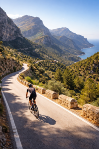 Ciclista en la Serra de Tramuntana
